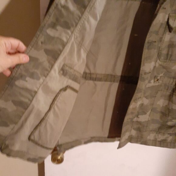 AEO jacket American Eagle Outfitters khaki green tan camo military m canvas top - Picture 5 of 7